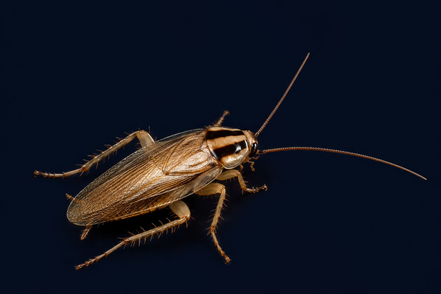 Detailed studio study of a cockroach