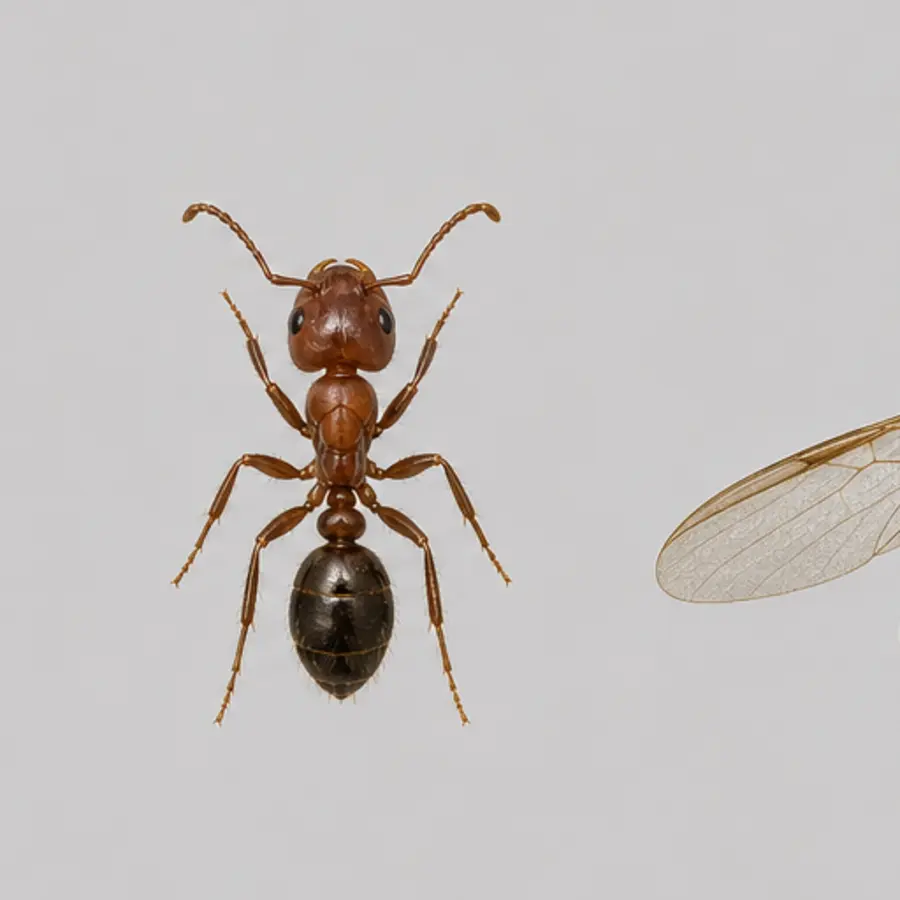 Field guide macro of a reddish brown imported fire ant worker