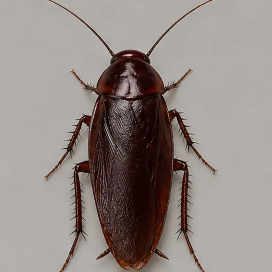 Top view field guide image of a uniformly dark mahogany smokybrown cockroach