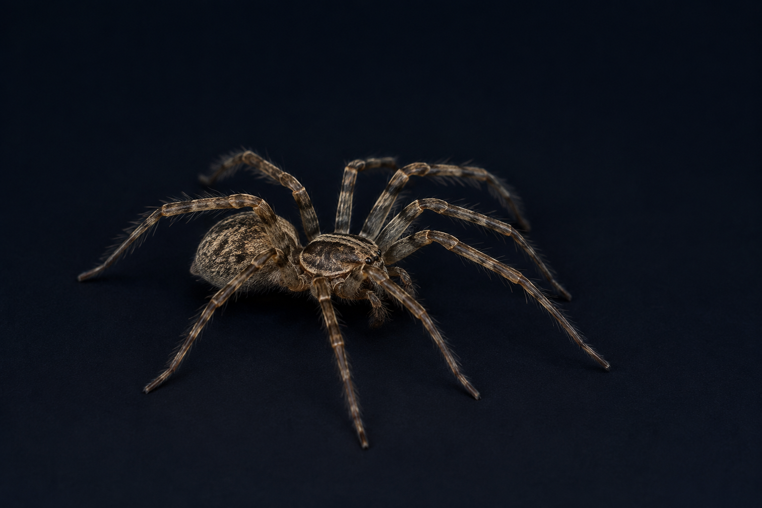 Detailed studio study of a house spider
